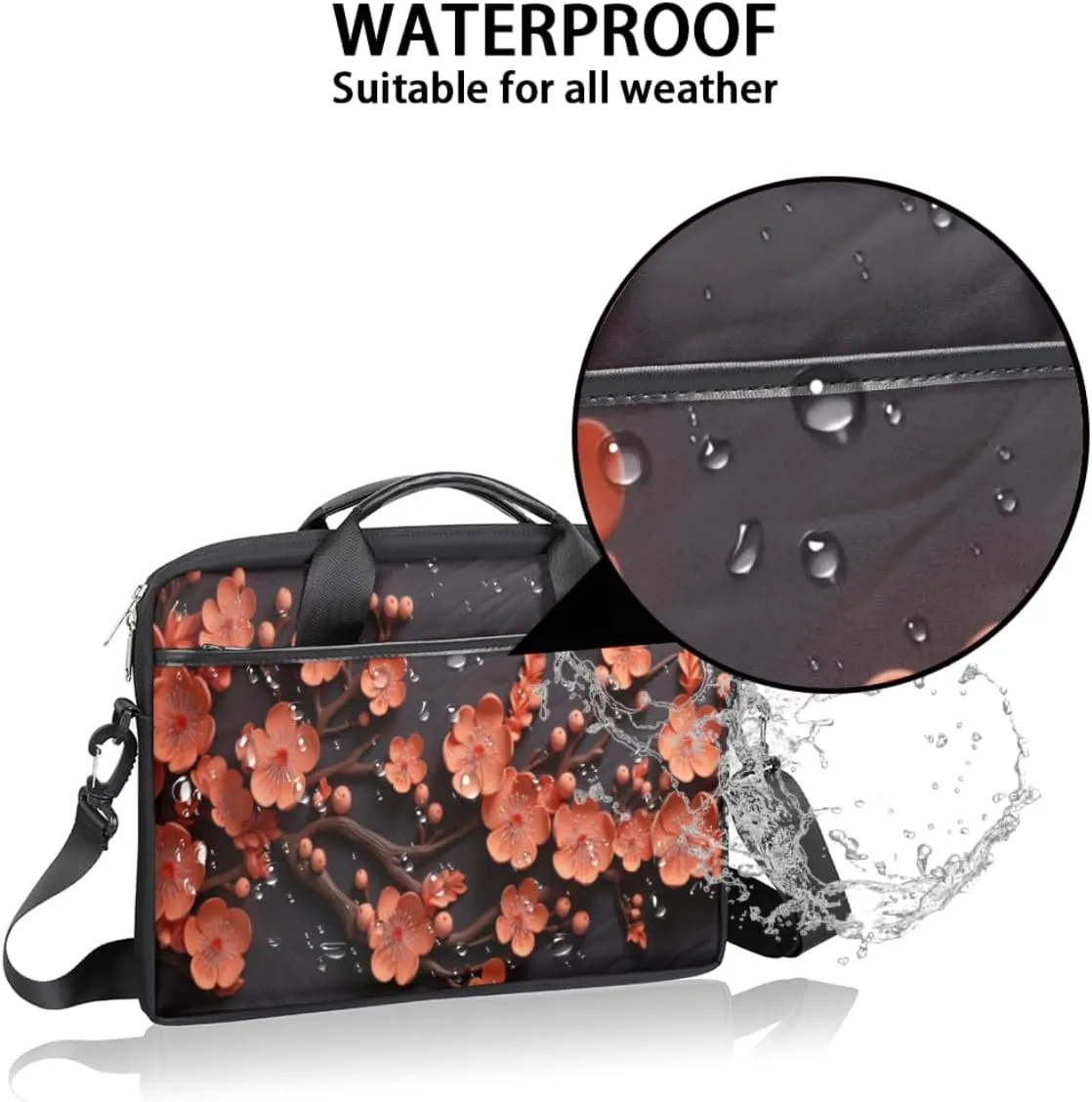 Black And White Butterfly Laptop Bag for Men Women 13-15 Inch Case Bags Sleeve Shoulder with Anti Slip Removable