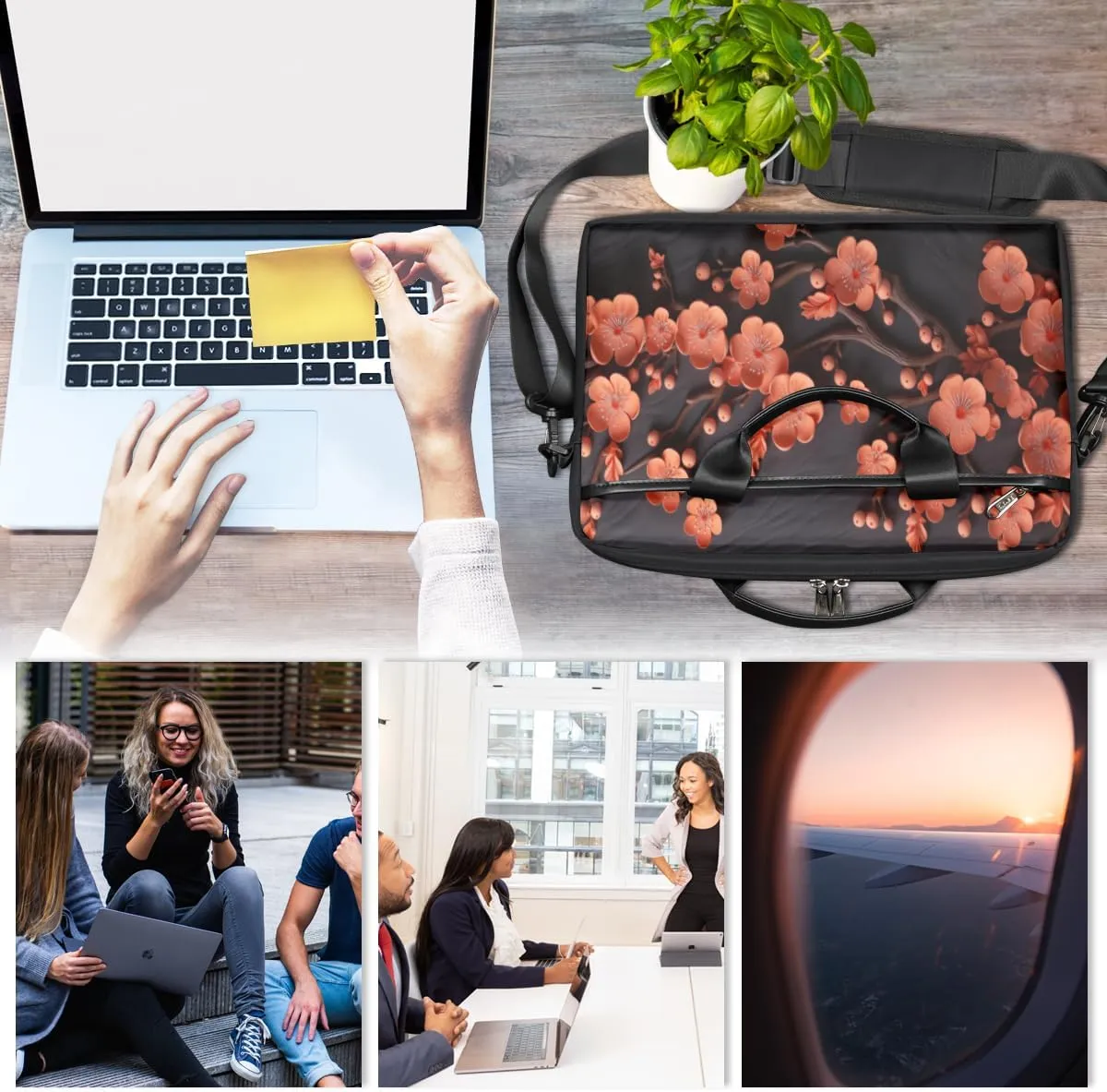Black And White Butterfly Laptop Bag for Men Women 13-15 Inch Case Bags Sleeve Shoulder with Anti Slip Removable