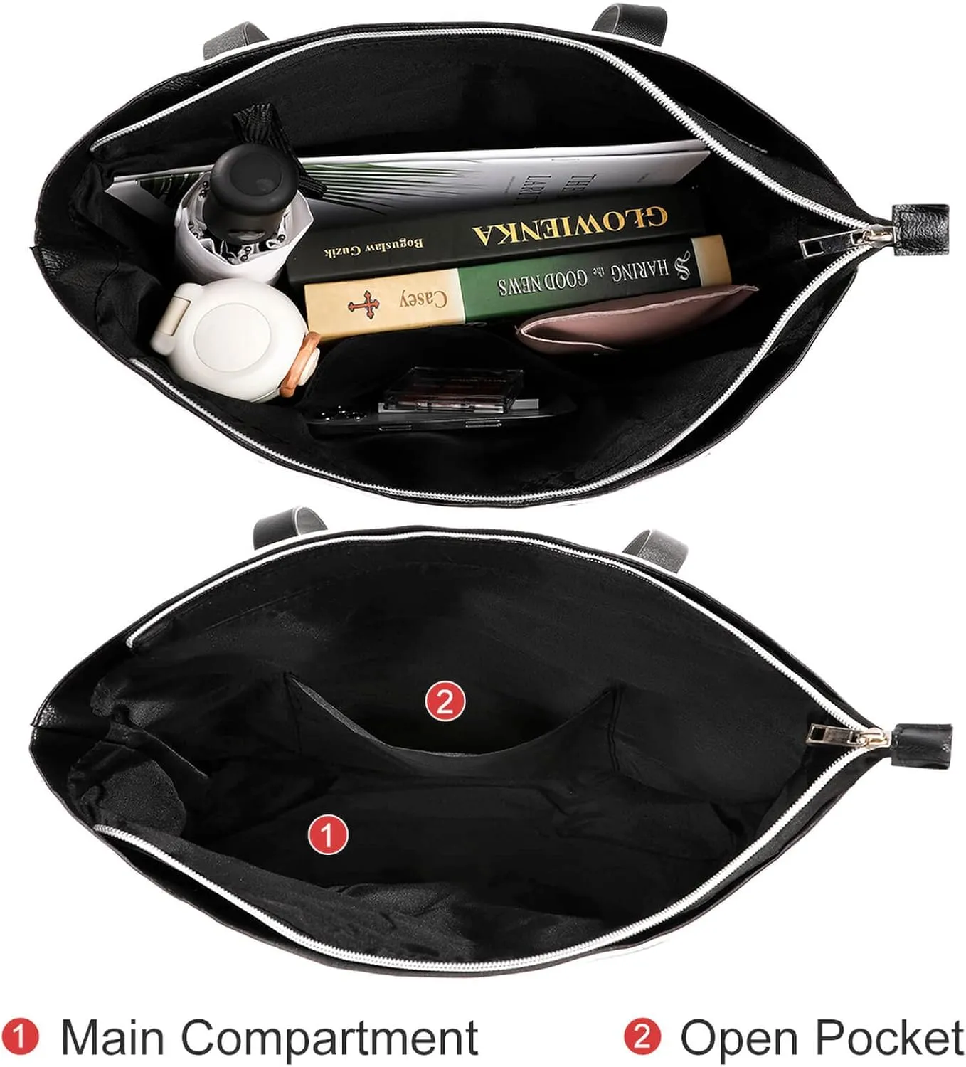 Black And White Piano Keys with Musical Notes Large Capacity Leather Handbag, Stylish Handheld Shopping Bag