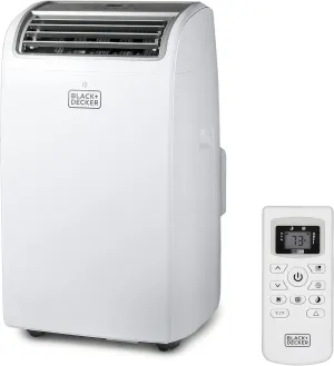 BLACK DECKER 12,000 BTU Portable Air Conditioner for Rooms up to 550 Sq.Ft. with Remote Control, White
