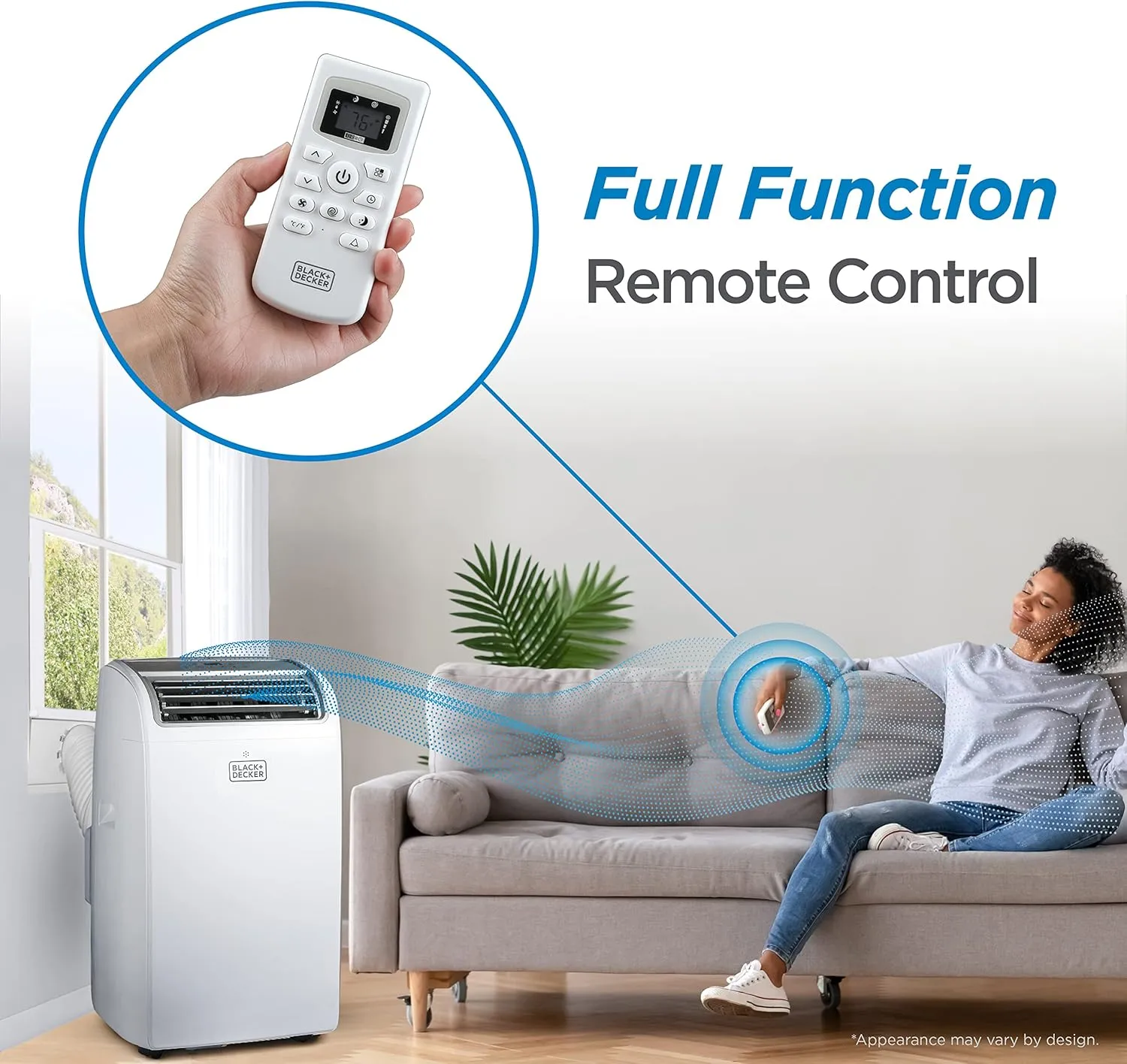 BLACK DECKER 12,000 BTU Portable Air Conditioner for Rooms up to 550 Sq.Ft. with Remote Control, White