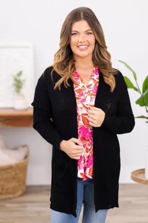 Black Sweater Cardigan With Pockets