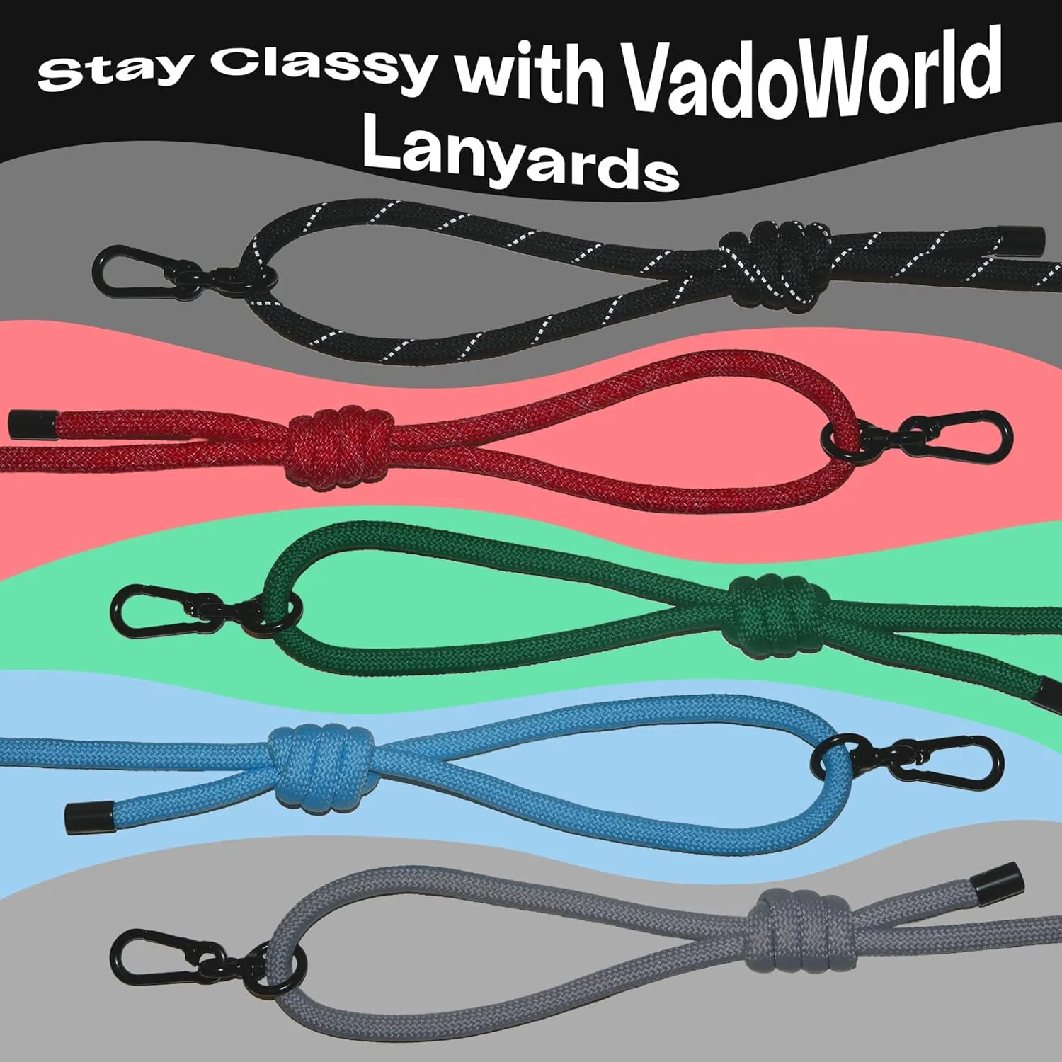 Black Waterproof Wrist Lanyard for Small Bags - Slim Lanyard Suitable for ID Badge Holder, Phone Case