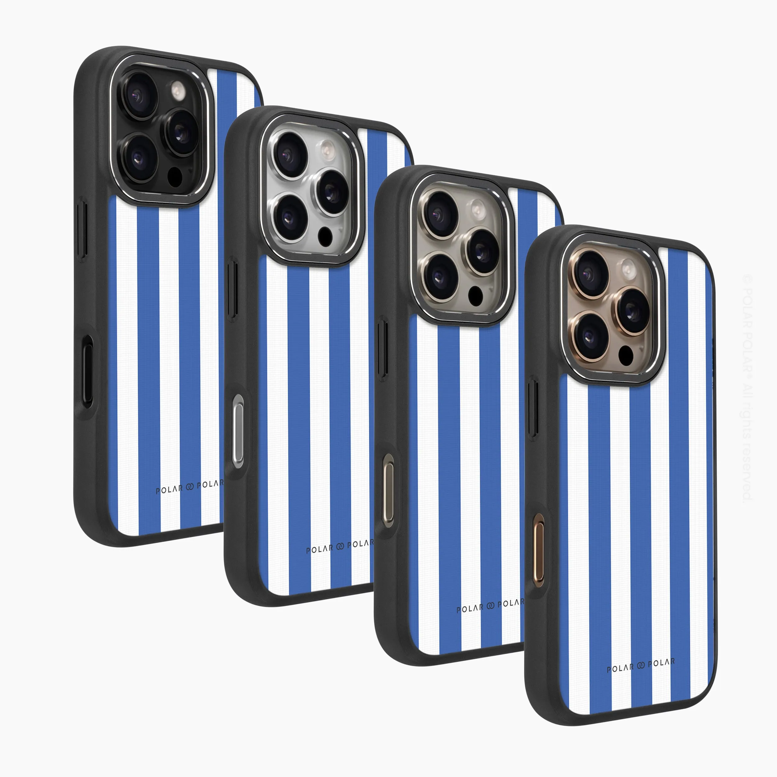 Blue Stripe - iPhone 16 Pro Max Frosted Black Bumper MagSafe Case