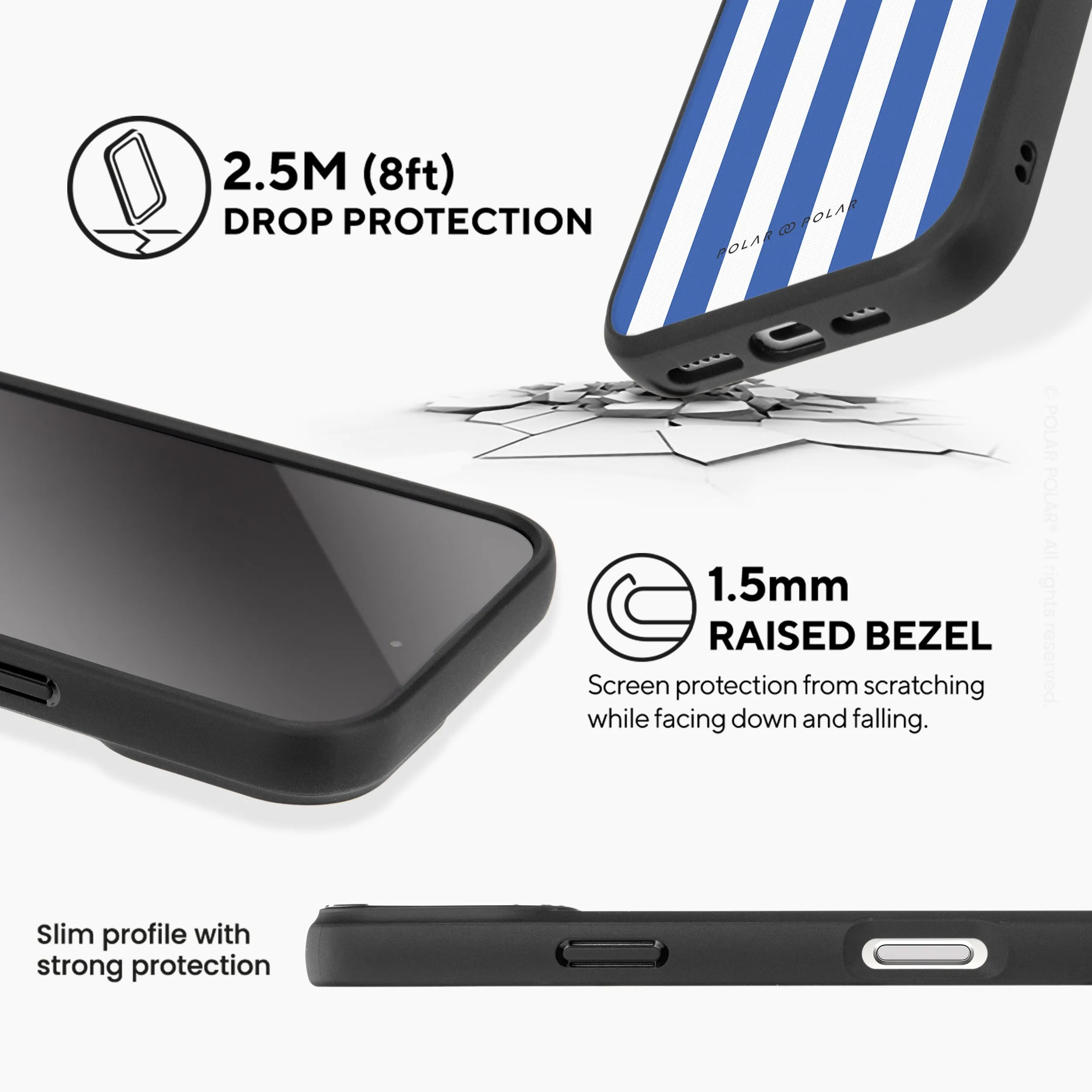 Blue Stripe - iPhone 16 Pro Max Frosted Black Bumper MagSafe Case