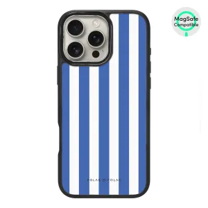 Blue Stripe - iPhone 16 Pro Max Frosted Black Bumper MagSafe Case