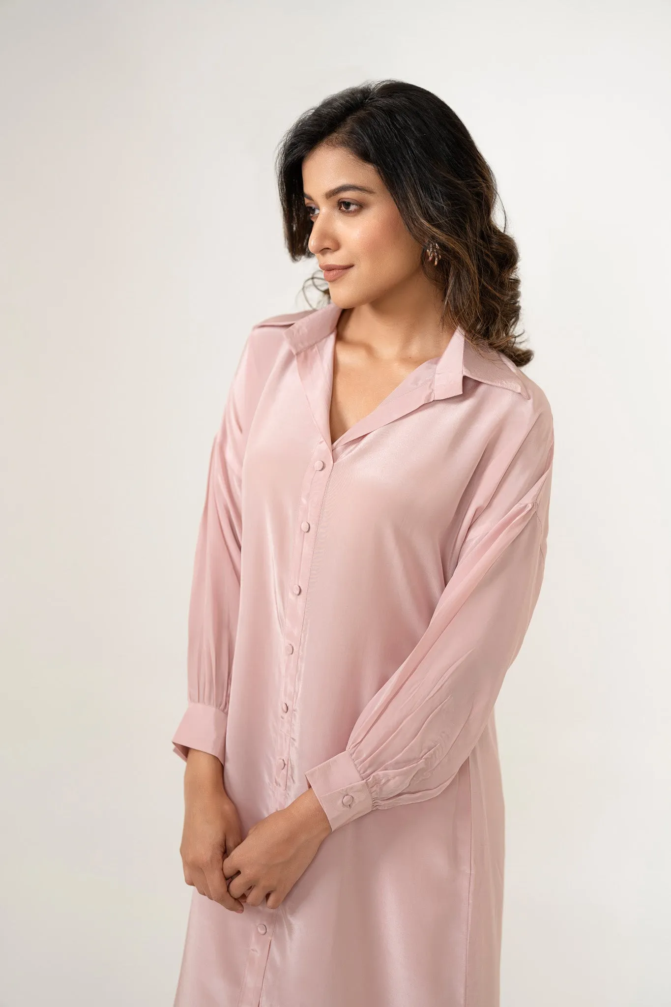 Blush Pink Crepe Kurta Set