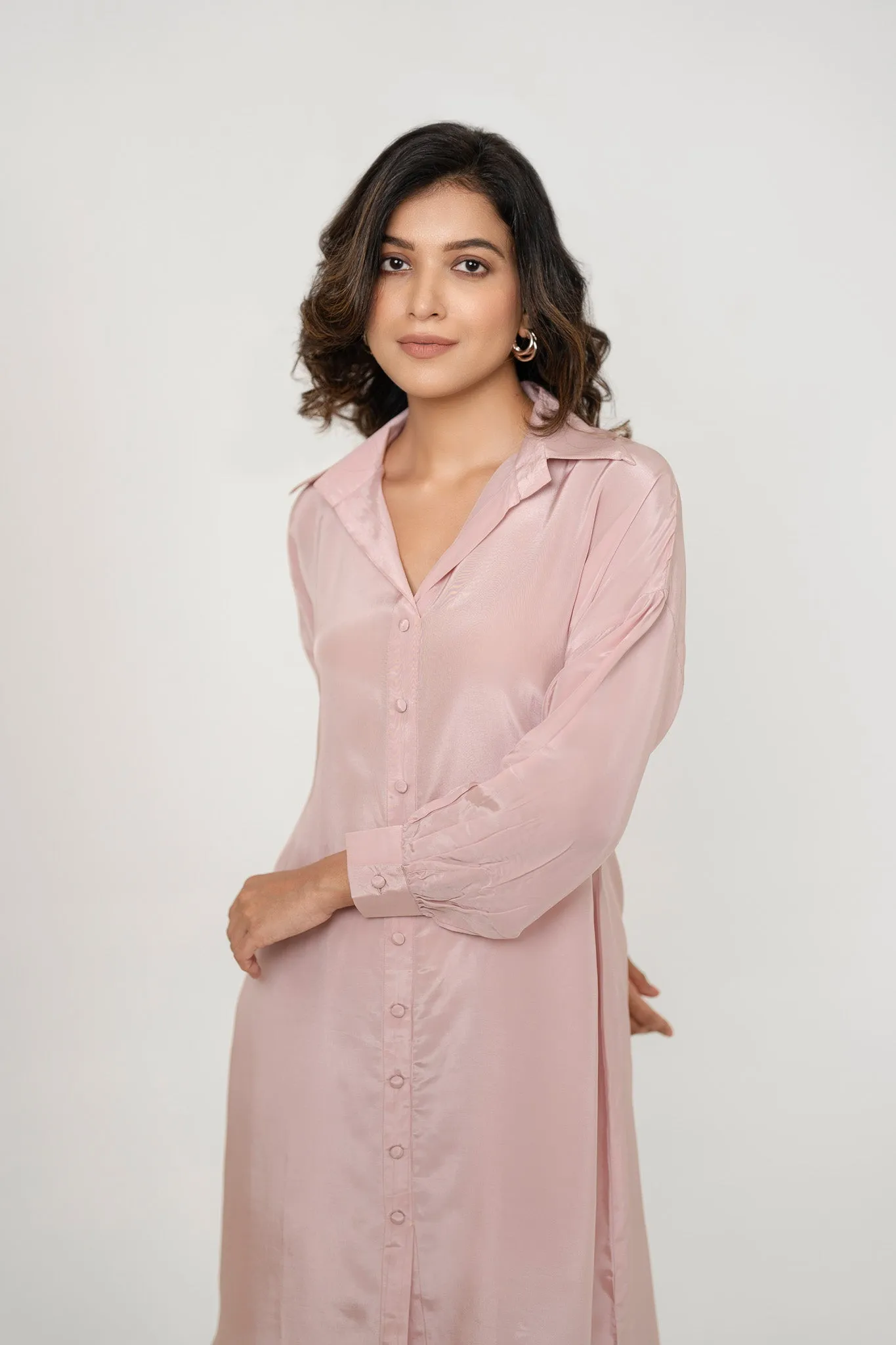 Blush Pink Crepe Kurta Set