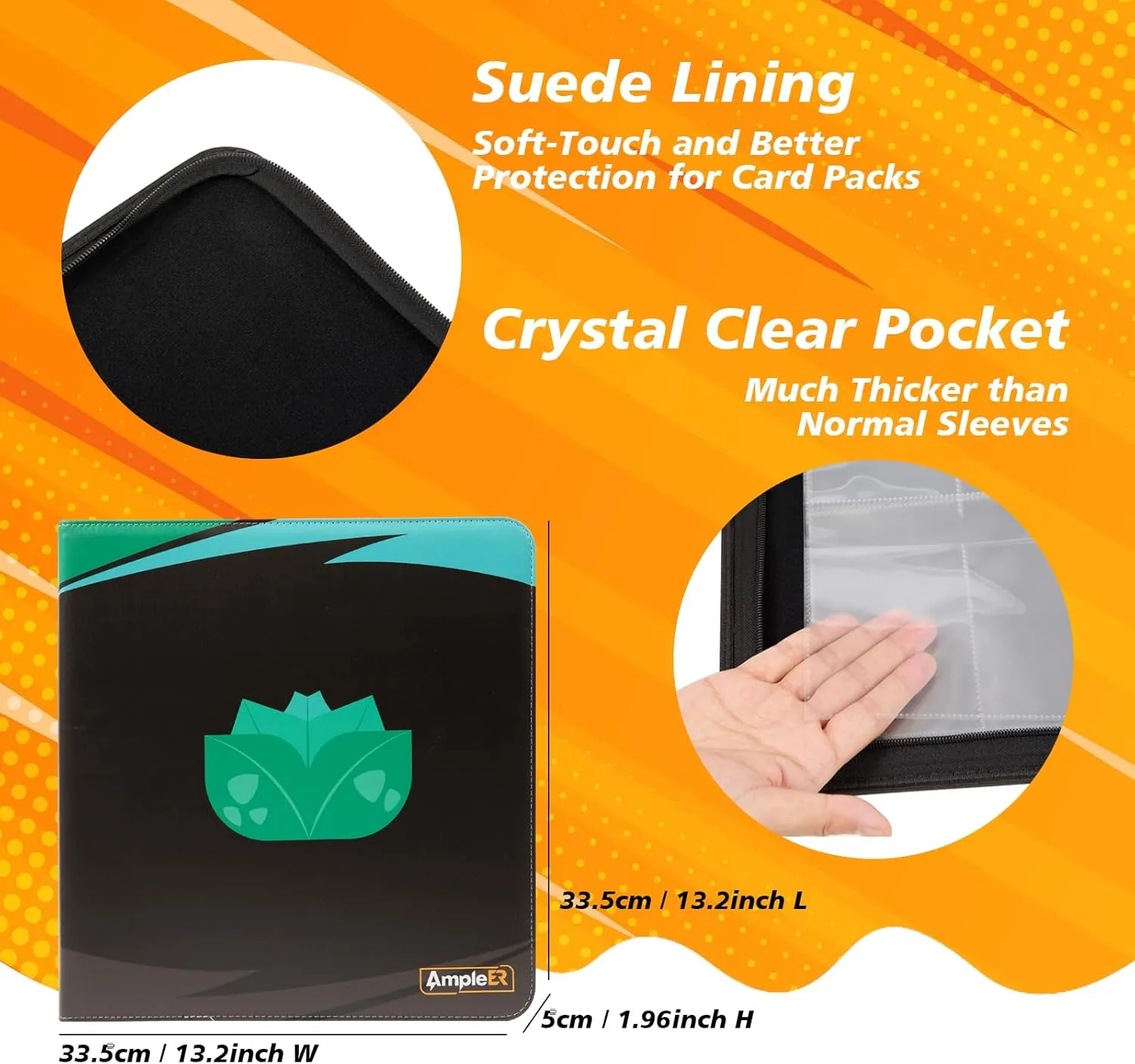Booster Pack Storage Binder, 6 Pocket Sleeves Hold 60 Sealed Card Packs for TCG MTG Display Collection (Green)