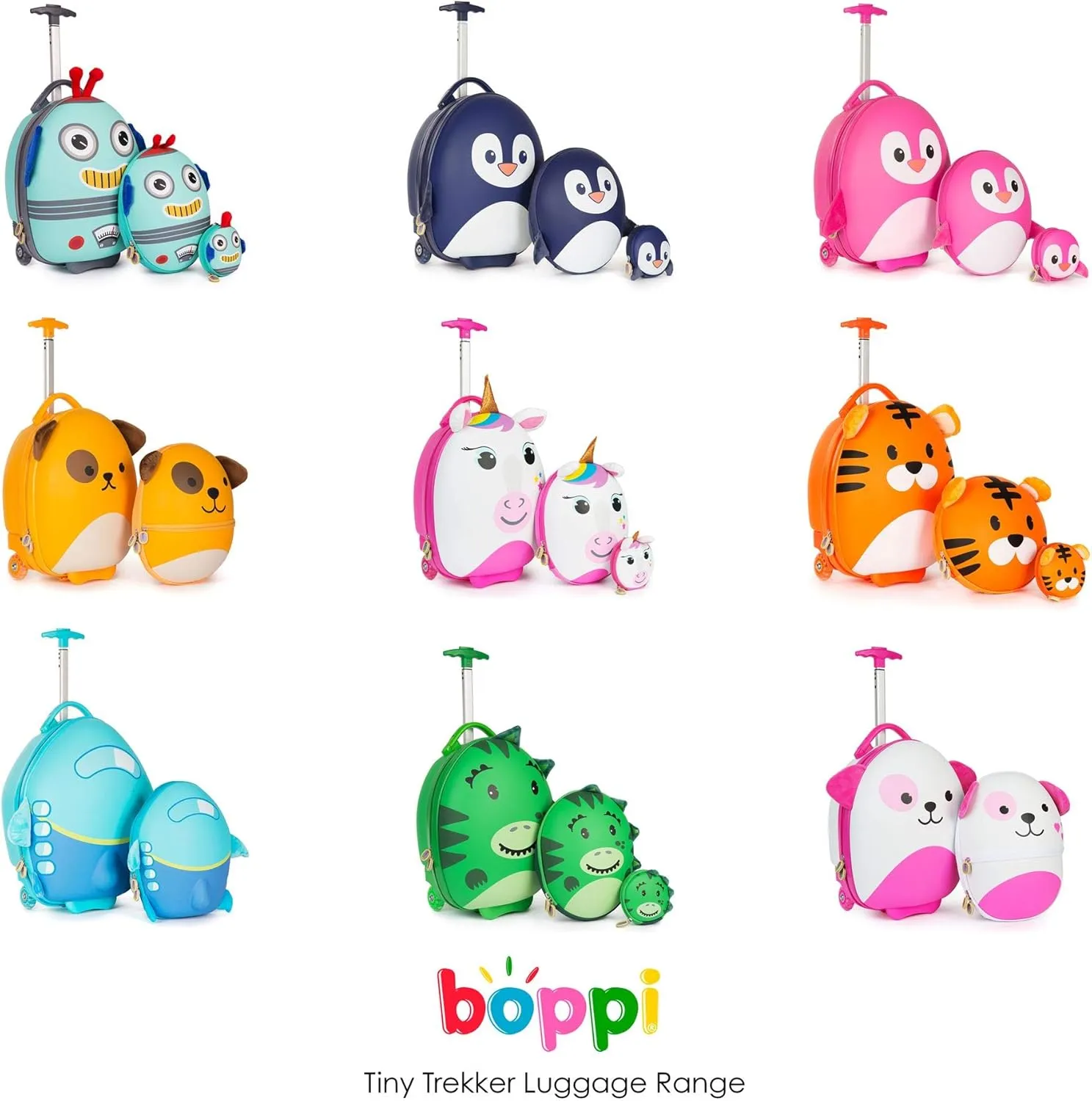 boppi Tiny Trekker Kids Luggage Travel Suitcase Carry On Cabin Bag Holiday Pull Along Trolley Lighweight Wheeled Holdall 17 Litre Hand Case American Airlines Underseat Compliant American Airlines Underseat Compliant
