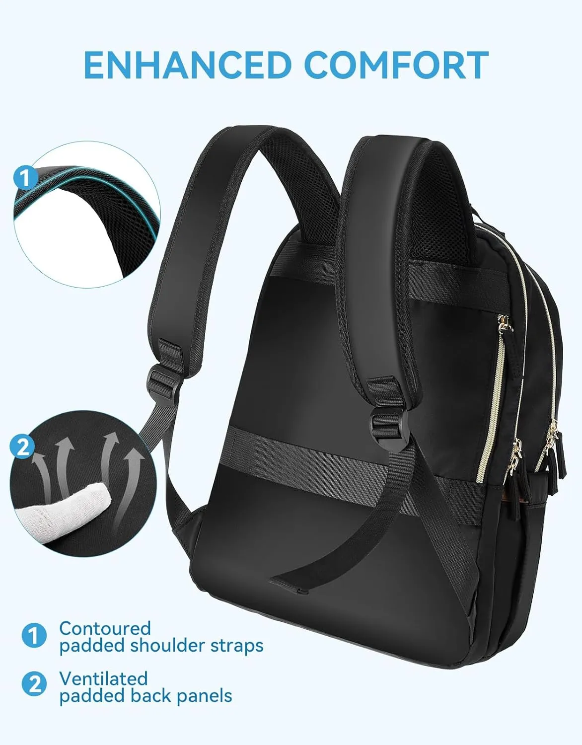 BOSTANTEN 15.6 Inch Laptop Backpack for Women- College Teacher Computer Bag Travel Backpack Purse Brown＆Black