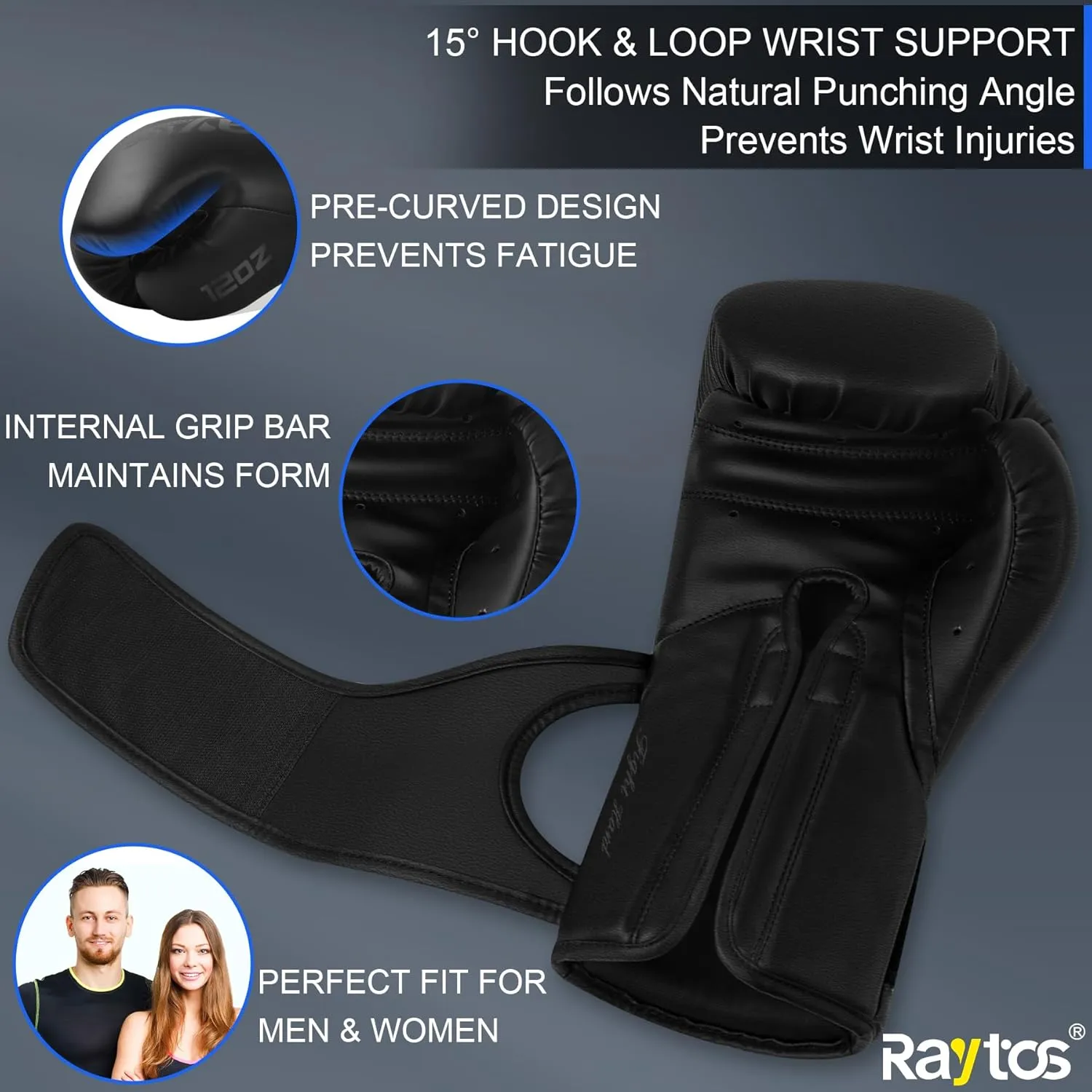 Boxing Gloves for Men & Women Pro 10oz 12oz 14oz 16oz Training | Wrist Protection 15° Hook & Loop | Triple Latex Padding | PU Leather for Muay Thai MMA Kickboxing Sparring