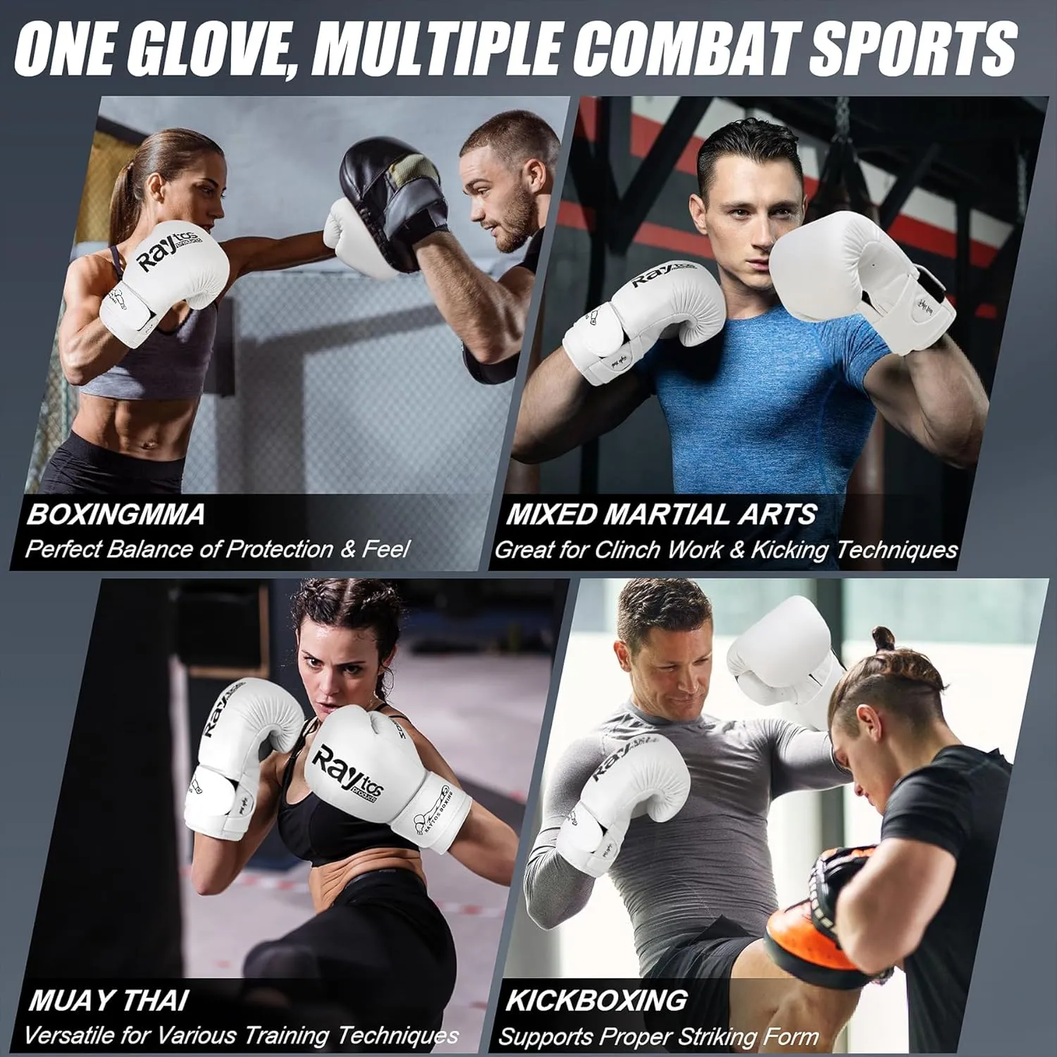 Boxing Gloves for Men & Women Pro 10oz 12oz 14oz 16oz Training | Wrist Protection 15° Hook & Loop | Triple Latex Padding | PU Leather for Muay Thai MMA Kickboxing Sparring