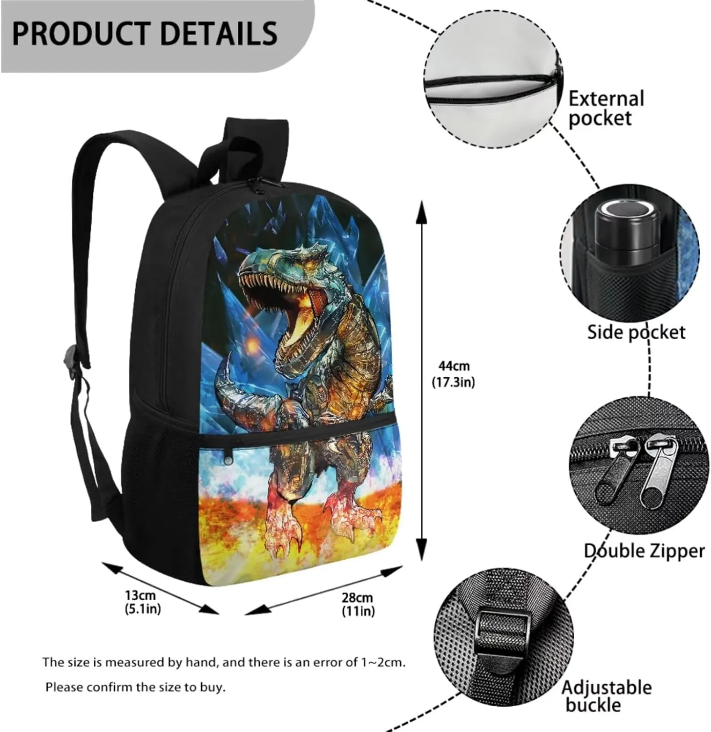 Boy Backpack and Lunch Box Set Dinosaur Kids Backpack Elementary School 4 in 1 Set Kids Book Bag for School Travel Shoulder Bag Daypack