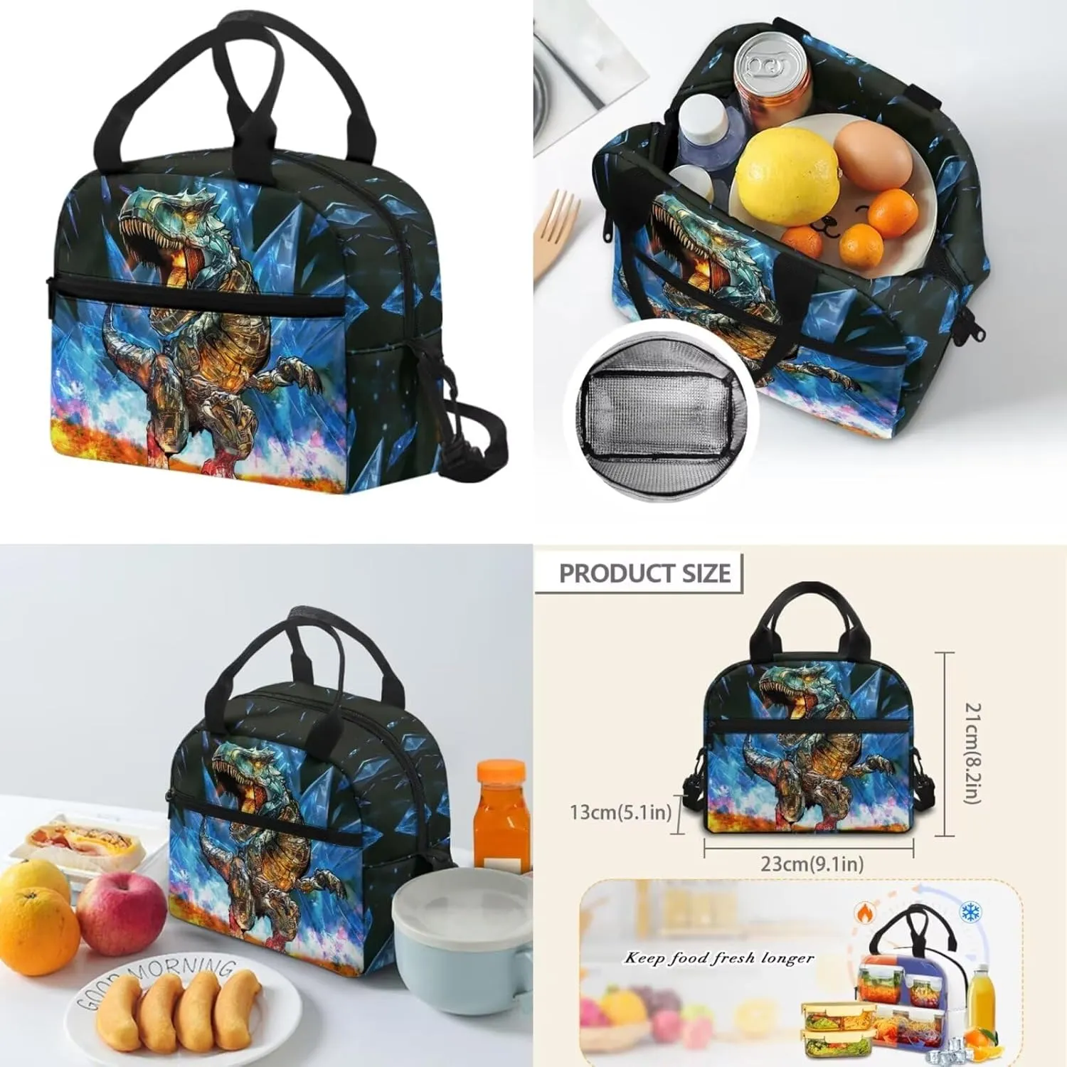 Boy Backpack and Lunch Box Set Dinosaur Kids Backpack Elementary School 4 in 1 Set Kids Book Bag for School Travel Shoulder Bag Daypack