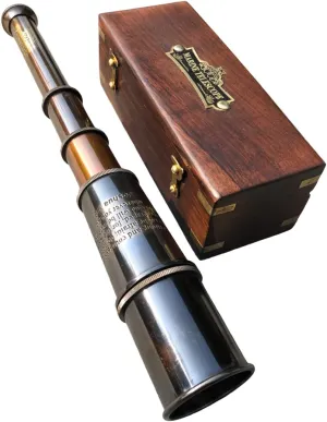 Brass Telescope Be Strong and Courageous Engraved Marine Pirate Collapsible Spyglass Telescope Wonderful Gift for Travelers Adventure Enthusiasts
