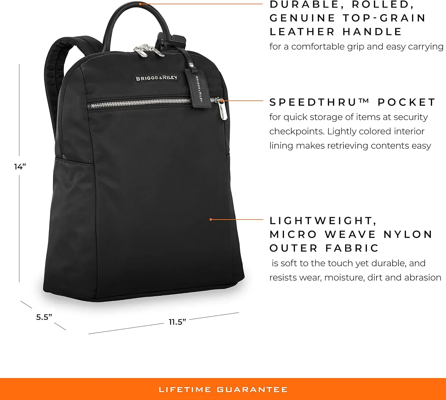 Briggs & Riley Slim Backpack, Black, One Size