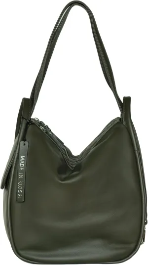 Bruno Rossi Italian Made Moss Green Calf Leather Large Hobo Bag