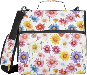 Brussels Iris Summer Flowers Sturdy Zipper Binder with Handle Easy to Carry 1.5 Inch 3 Rings Storage Bag Portfolio Binder Storage Container