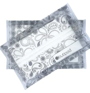 Butipods Reusable Travel Wipes Case - Portable Moisture-Retaining Pouch, Slim Holder, Convenient Container for Diaper Bag, Dispenser for Hand, Face, Makeup Wet Wipes - Set of 2 (Black Paisley Dots)