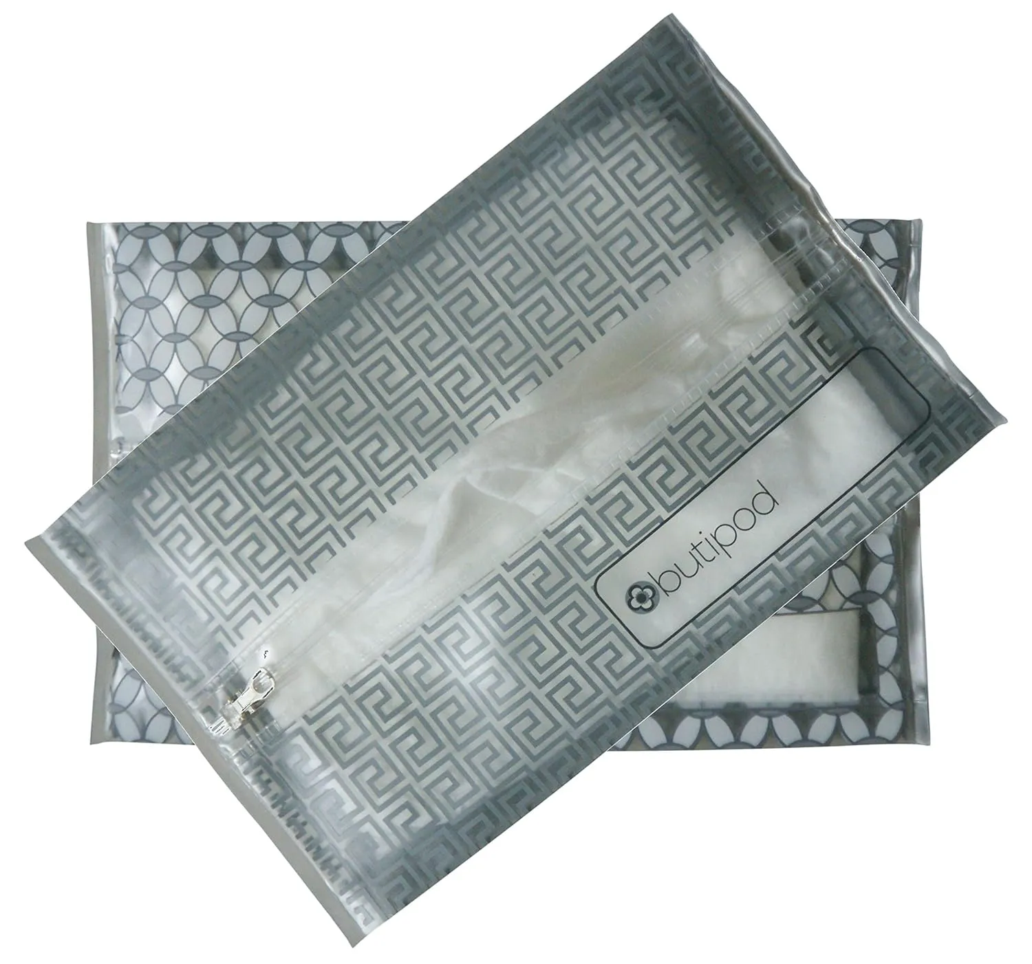 Butipods Reusable Wet Wipe Pouch Slim Case Travel Clutch Holder | Portable Diaper and Hand Bag Wipes Dispenser | Keeps Wipes Moist and Handy! | Set of 2 (Grey Keys & Tiles)
