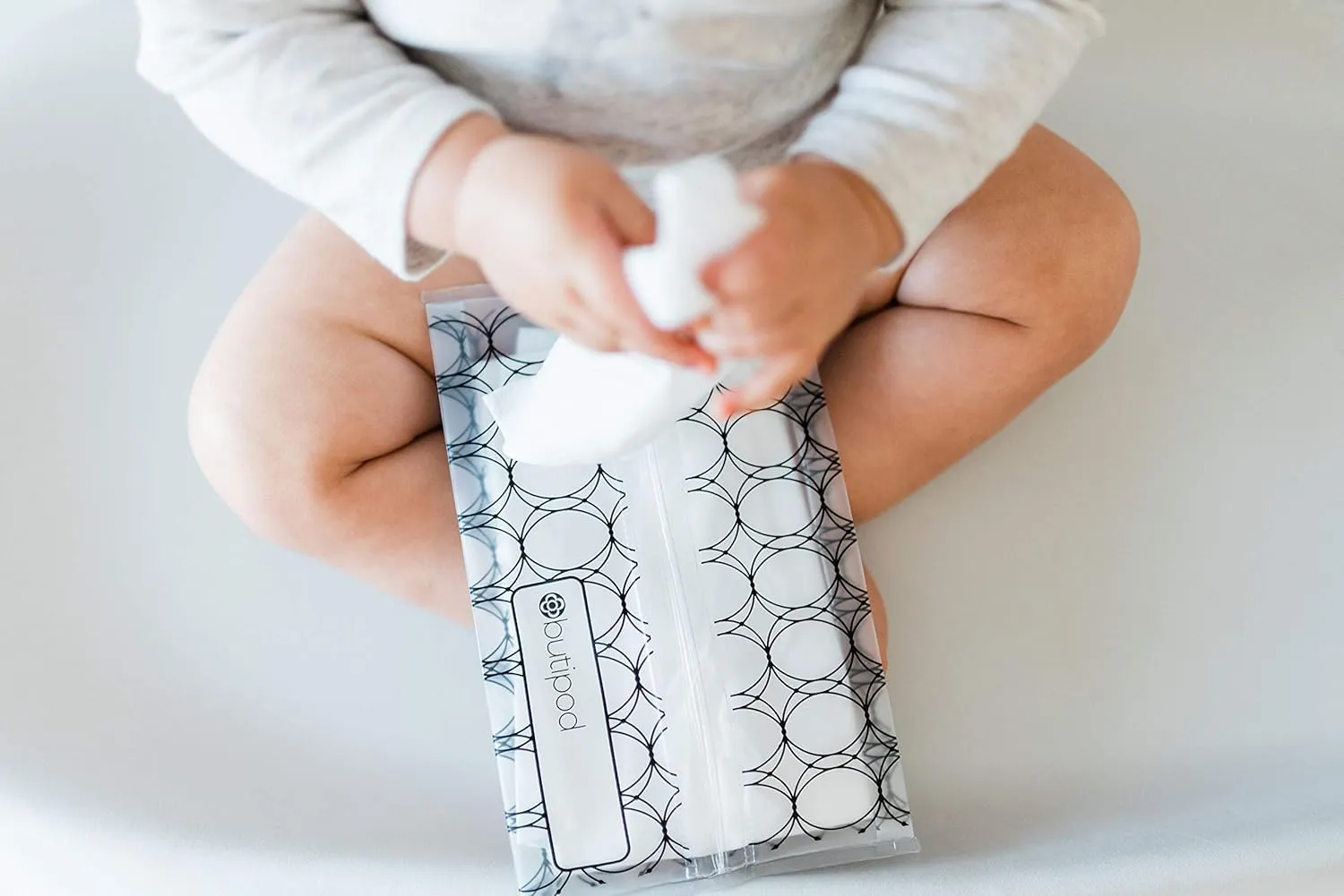 Butipods Reusable Wet Wipe Pouch Slim Case Travel Clutch Holder | Refillable Portable Baby Wipes Dispenser Container | Wipes Stay Moist | Great for Hand and Face Wipes, Set of 2 (Black Ovals & Rings)