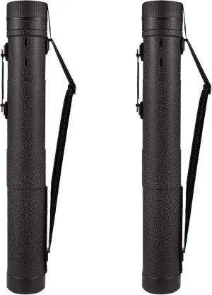 CALPALMY 2-Pack Extendable Poster Tubes Expand from 30.5” to 49” with Shoulder Strap and Handle | Carry Documents, Blueprints, Drawings and Art | Black Portable Durable Round Storage Cases