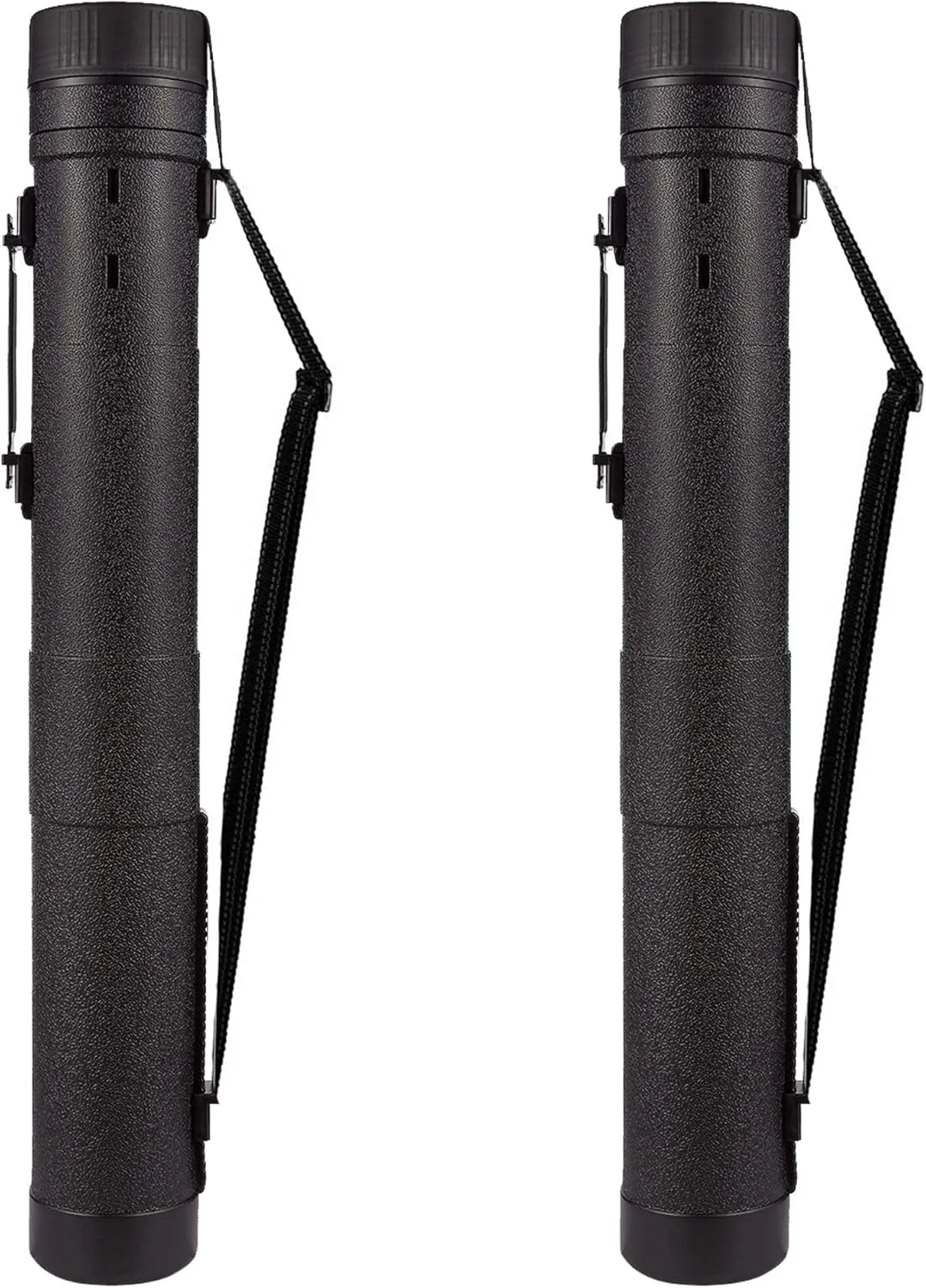 CALPALMY 2-Pack Extendable Poster Tubes Expand from 30.5” to 49” with Shoulder Strap and Handle | Carry Documents, Blueprints, Drawings and Art | Black Portable Durable Round Storage Cases