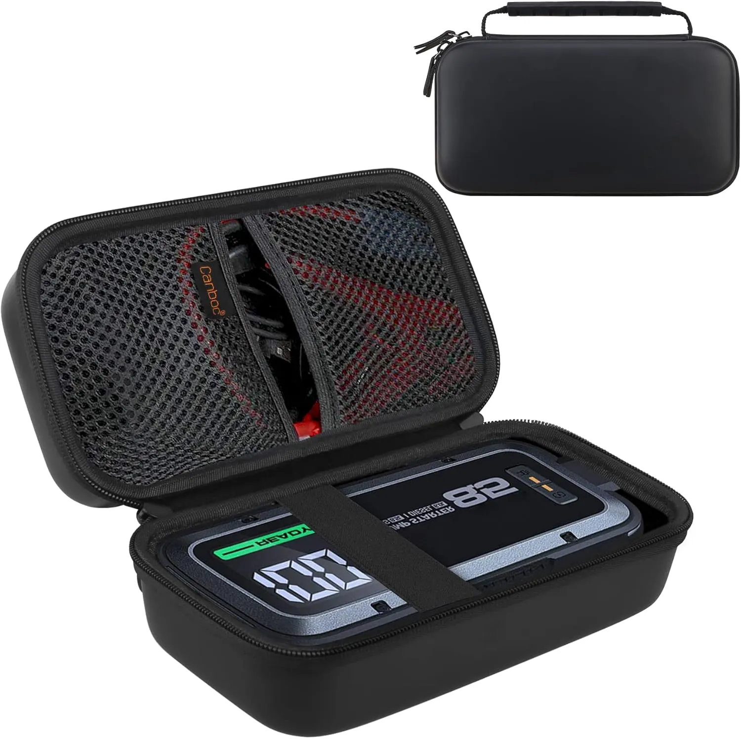 Canboc Hard Carrying Case for Alpha85 Jump Starter - 2000 Amp 20000mAh Car Starter, Mesh Bag for Jumper Cable, AC Wall Charger, Black