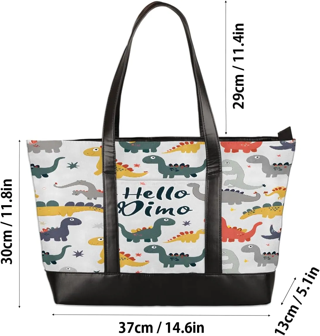 Canvas Laptop Tote Bag for Women Animal Tree Black 15.6 Inch Large Capacity Computer Bag