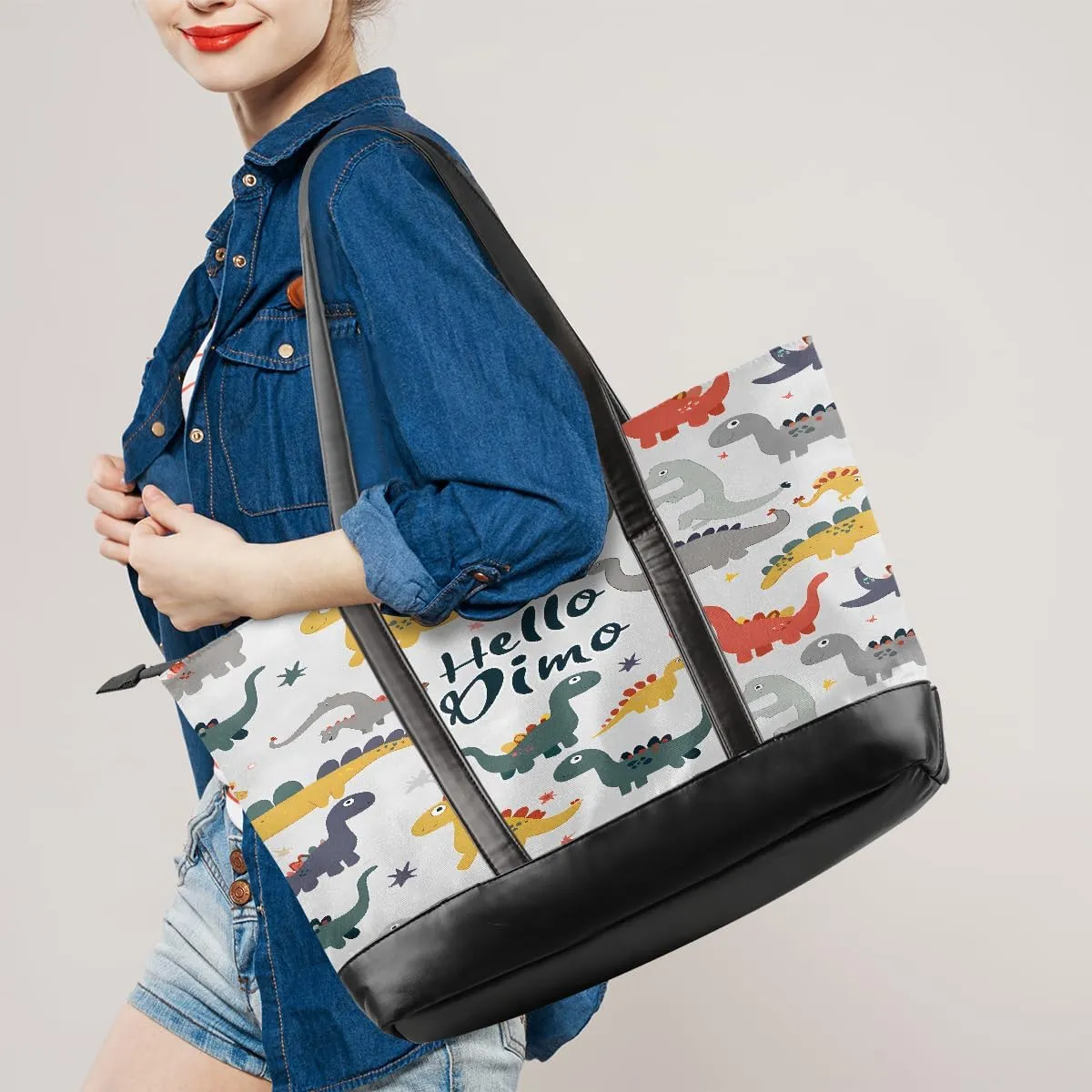 Canvas Laptop Tote Bag for Women Animal Tree Black 15.6 Inch Large Capacity Computer Bag