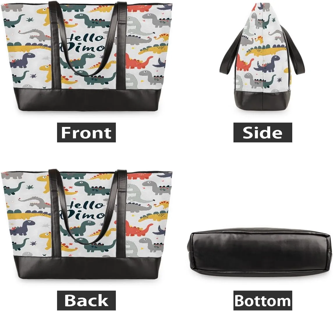 Canvas Laptop Tote Bag for Women Animal Tree Black 15.6 Inch Large Capacity Computer Bag