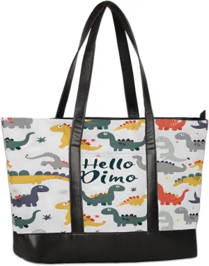 Canvas Laptop Tote Bag for Women Animal Tree Black 15.6 Inch Large Capacity Computer Bag