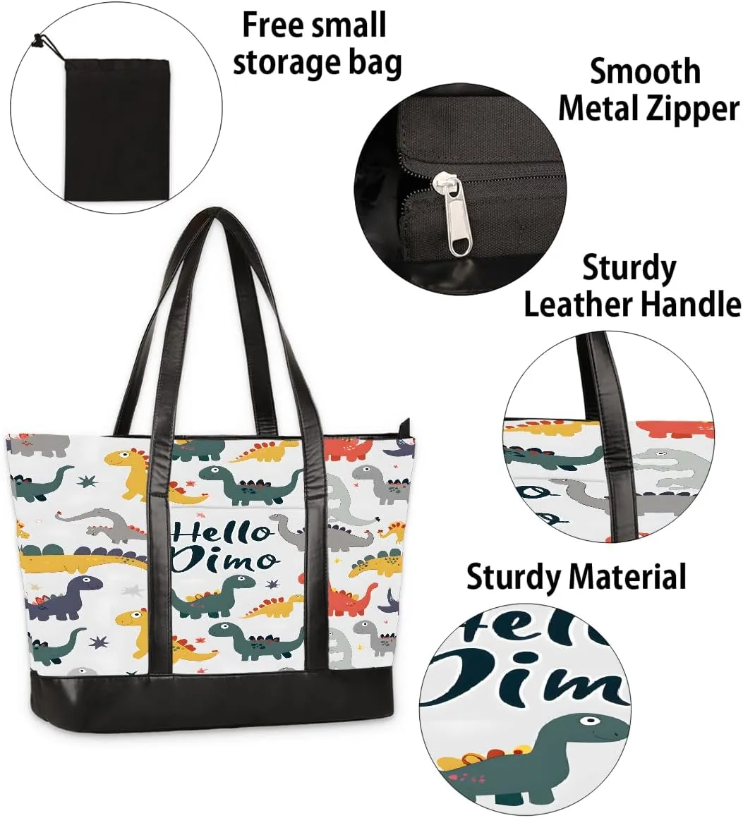 Canvas Laptop Tote Bag for Women Animal Tree Black 15.6 Inch Large Capacity Computer Bag
