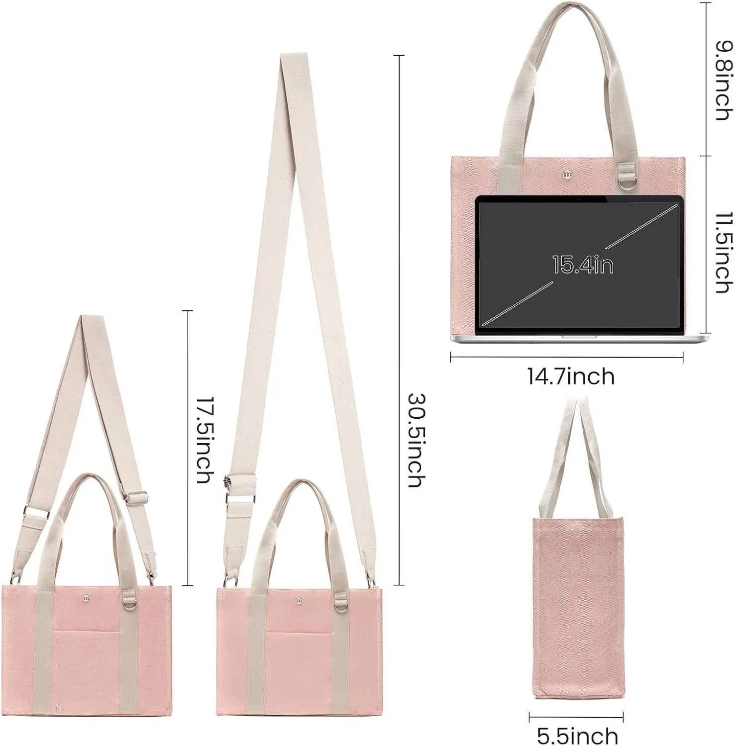 Canvas Tote Bag for Women with Pockets Bag