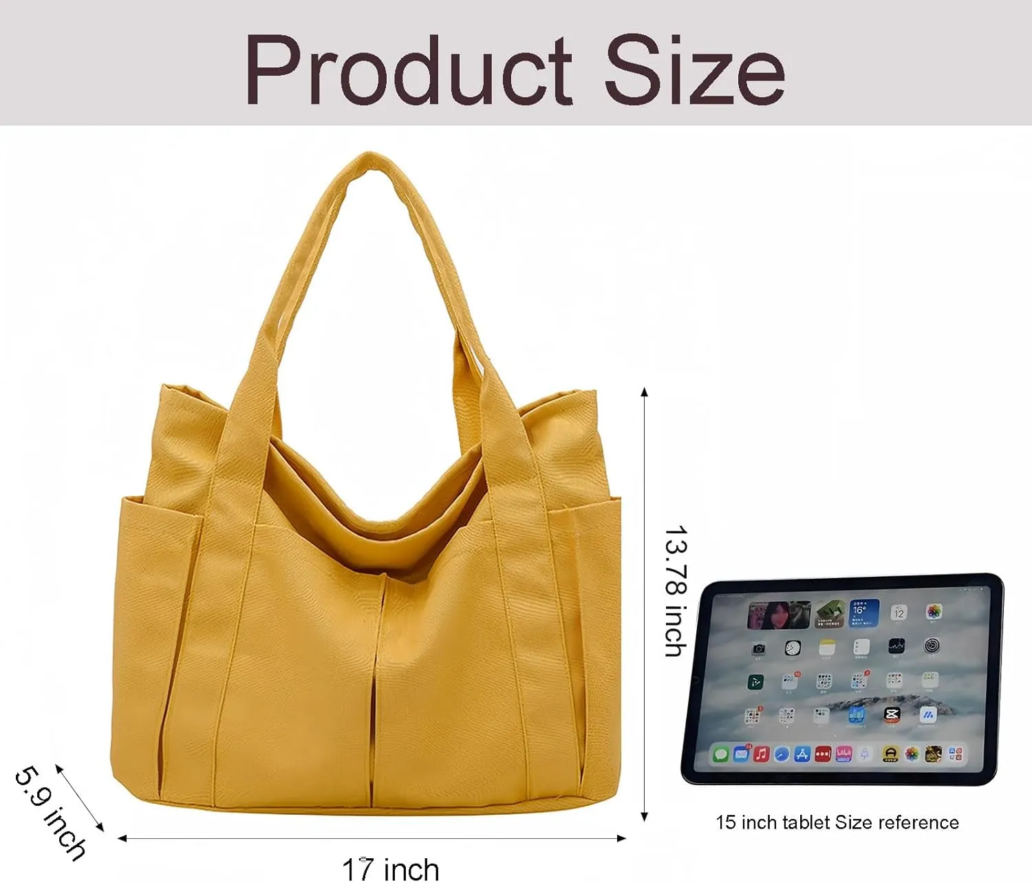 Canvas Tote Bag For Women With Pockets For Shopping Traveling Daily Commuting Beach Leisure And Fitness
