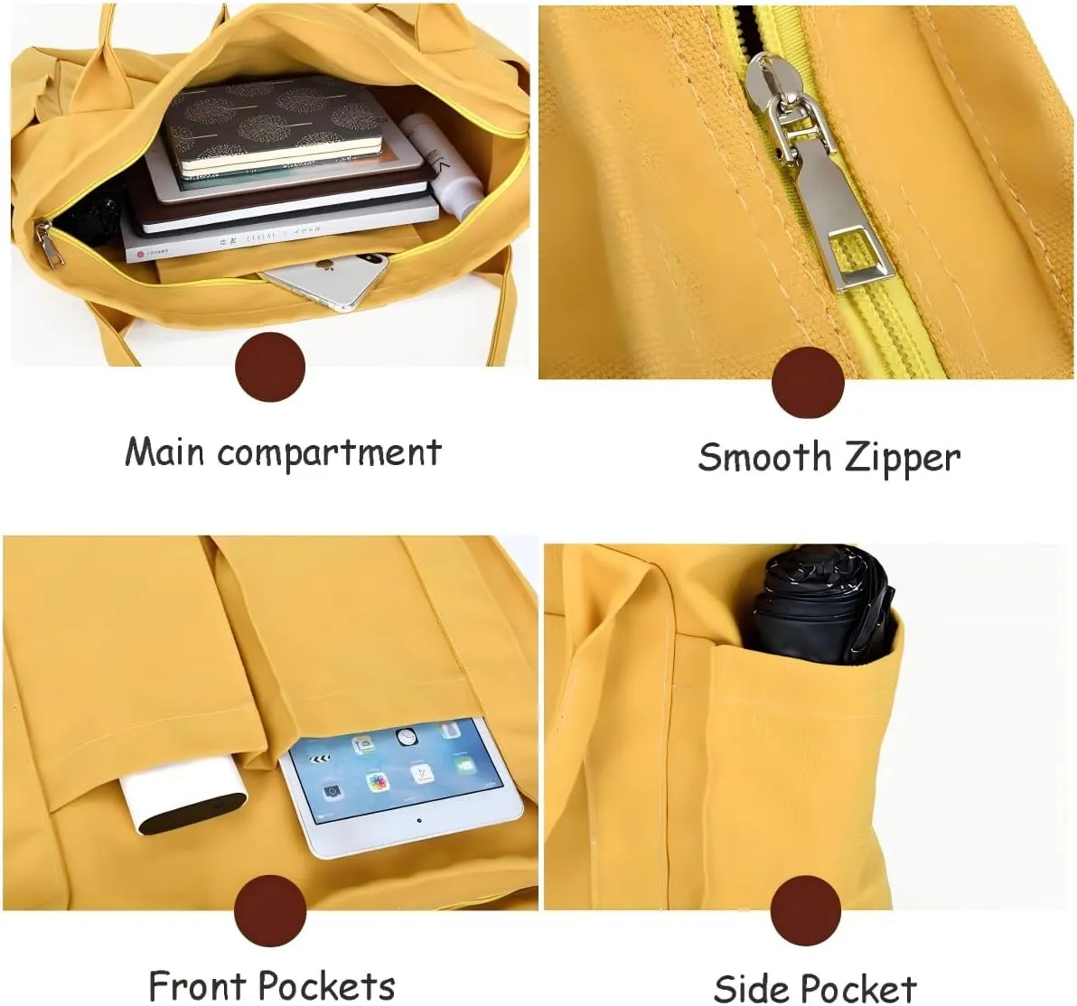 Canvas Tote Bag For Women With Pockets For Shopping Traveling Daily Commuting Beach Leisure And Fitness
