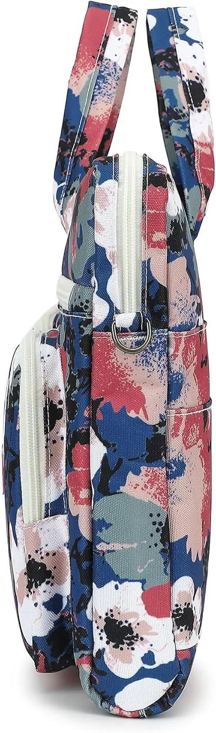 Canvaslove Muti-Pockets Laptop Sleeve Case Bag,Rebound Bubble Cushioned Laptop Shoulder Bag Fits Laptop 15.6 inch-16 inch (Camellia)