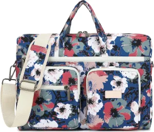 Canvaslove Muti-Pockets Laptop Sleeve Case Bag,Rebound Bubble Cushioned Laptop Shoulder Bag Fits Laptop 15.6 inch-16 inch (Camellia)