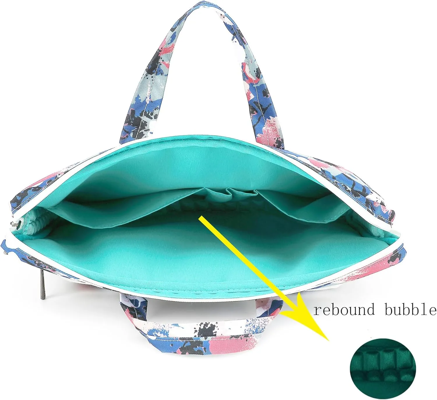 Canvaslove Muti-Pockets Laptop Sleeve Case Bag,Rebound Bubble Cushioned Laptop Shoulder Bag Fits Laptop 15.6 inch-16 inch (Camellia)
