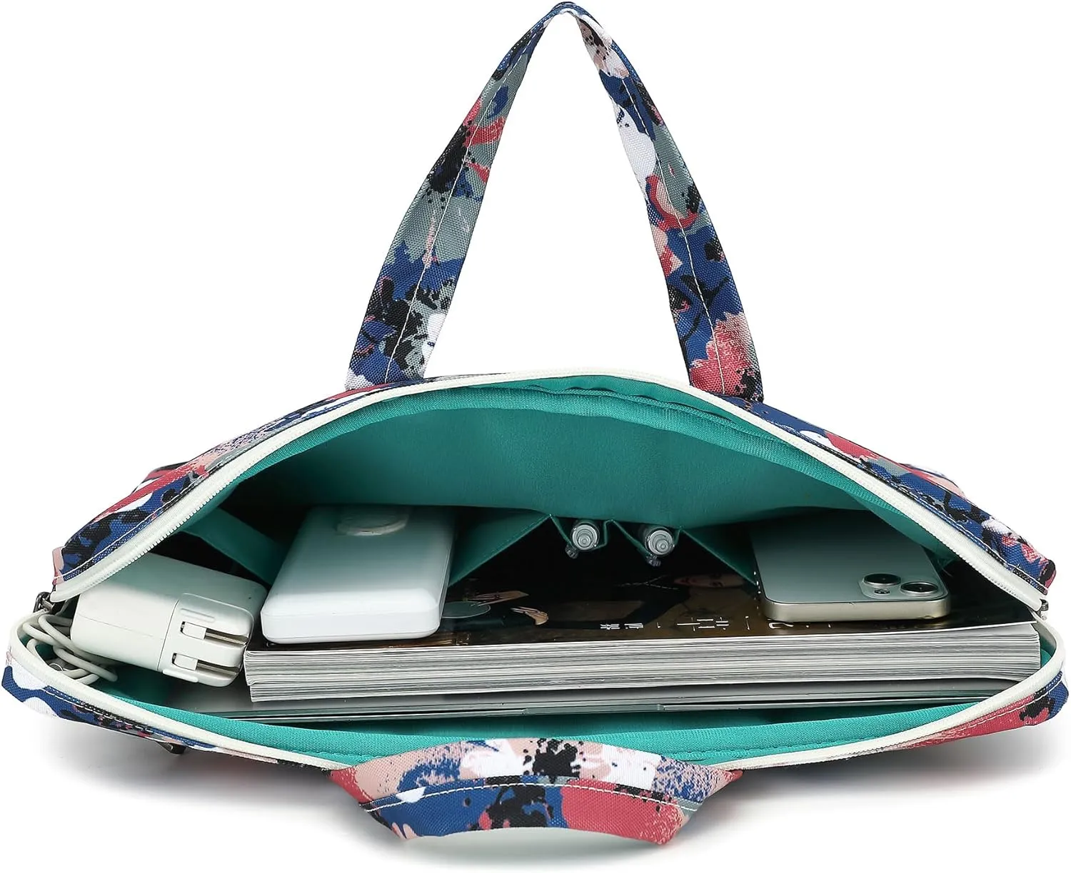 Canvaslove Muti-Pockets Laptop Sleeve Case Bag,Rebound Bubble Cushioned Laptop Shoulder Bag Fits Laptop 15.6 inch-16 inch (Camellia)