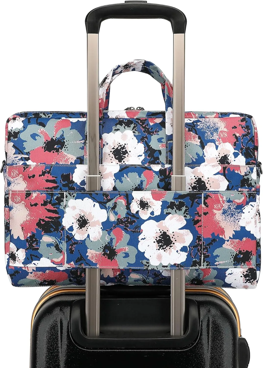 Canvaslove Muti-Pockets Laptop Sleeve Case Bag,Rebound Bubble Cushioned Laptop Shoulder Bag Fits Laptop 15.6 inch-16 inch (Camellia)
