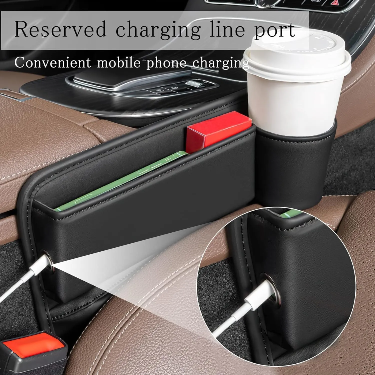 Car Seat Gap Filler Organizer for Mercedes-Benz E-Class T-Modell (S212) 2009-2016, Car Gap Filler Car Seat Storage Box Seat Gap Storage Box Car Accessories,Beige