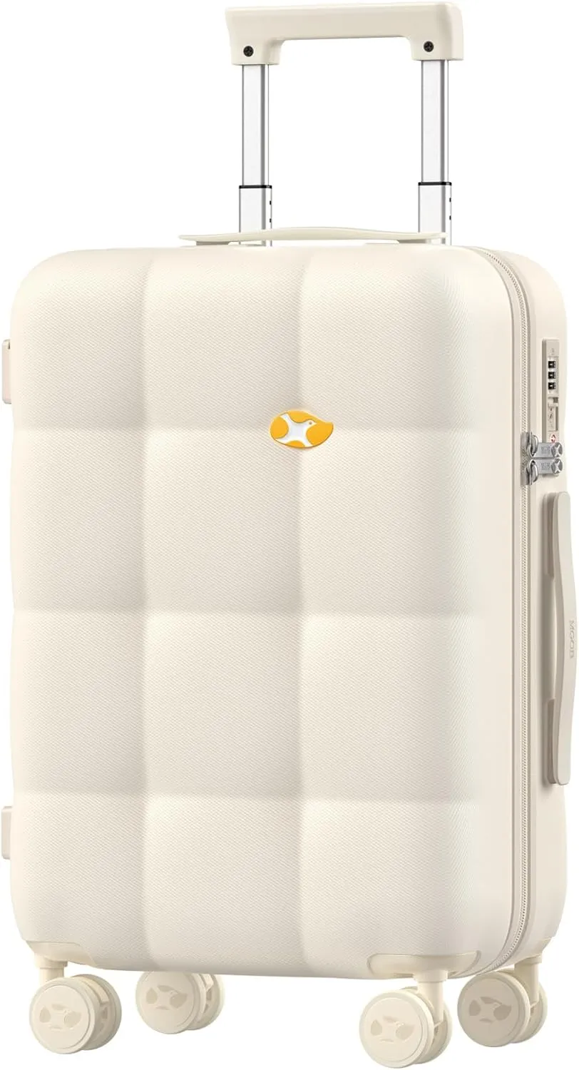 Carry On Luggage 22x14x9 Airline Approved | 20" Durable Polycarbonate Hard Shell Suitcase with TSA Lock & 360° Spinner Wheels (Beige)
