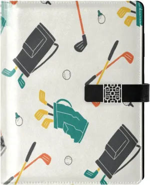 Cartoon Golf Shaft Balls A5 Binder 6 Ring Refillable PU Leather Notebook Journal with Magnetic Buckle Closure Loose Leaf Travel Office Planner Budget Binder Notepad Portfolio,