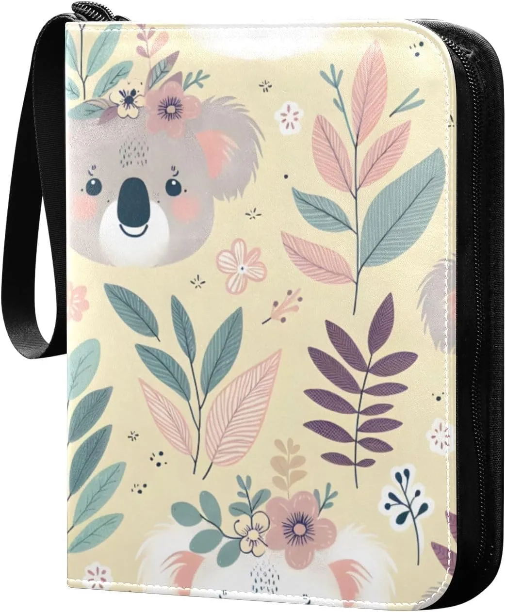 Cartoon Koala Card Binder 4 Pocket Trading Card Album Fits 400 Sports/Game Cards, PU Cover 3 Ring Card Collection with 50 Removable Sleeves