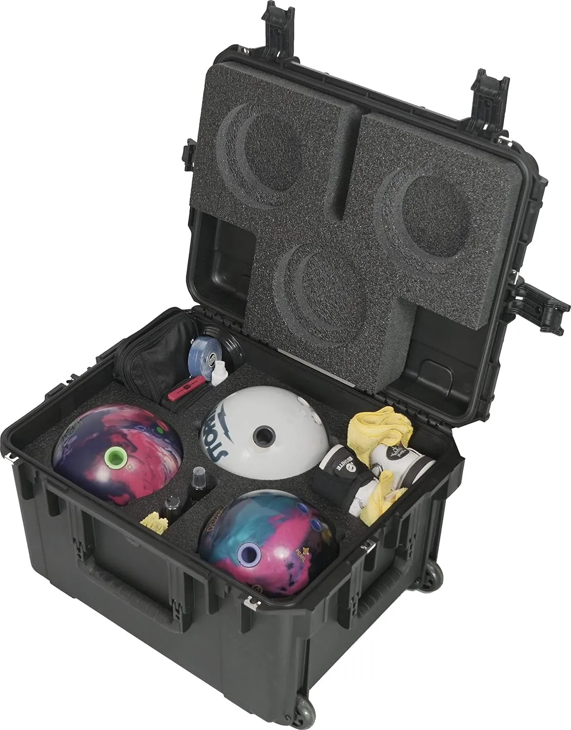 Case Club Heavy Duty Waterproof Bowling Ball Cases with Wheels and Extension Handle