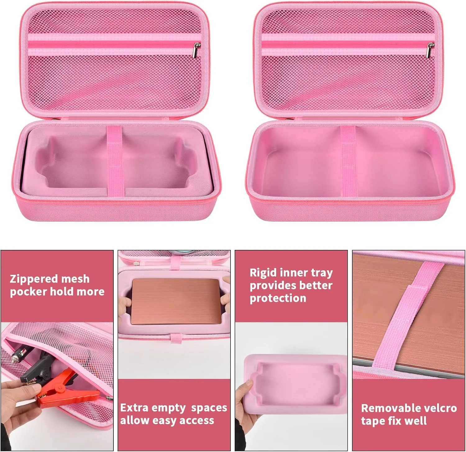 Case for Halo Bolt 58830/57720/ Air 58830/ ACDC Max 55500 mWh/ Air   Portable Emergency Power Kit, Storage Holder for Air Nozzles, Extra Accessory, Car Jump Starter, and Charger- Pink (Box Only)