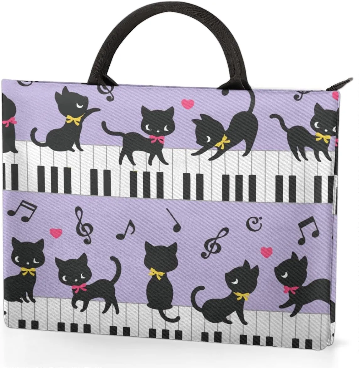 Cat Piano Music Laptop Sleeve Case 15 15.6 16 Inch Laptop Bag with Handle & Pockets Durable Notebook Computer Carrying Case for Men Women Multi-Color & Size Choices