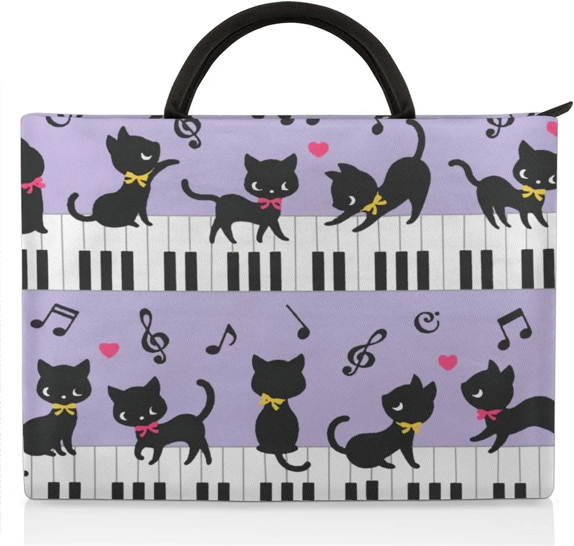 Cat Piano Music Laptop Sleeve Case 15 15.6 16 Inch Laptop Bag with Handle & Pockets Durable Notebook Computer Carrying Case for Men Women Multi-Color & Size Choices